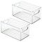 mDesign Plastic Storage Organizer Bin with Handles for Closets, 2 Pack - Clear